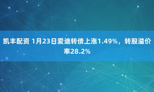 凯丰配资 1月23日爱迪转债上涨1.49%，转股溢价率28.2%